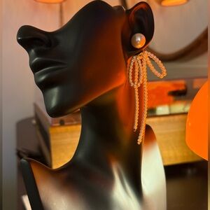 GB Glass Pearl Beaded Bow Earrings✨